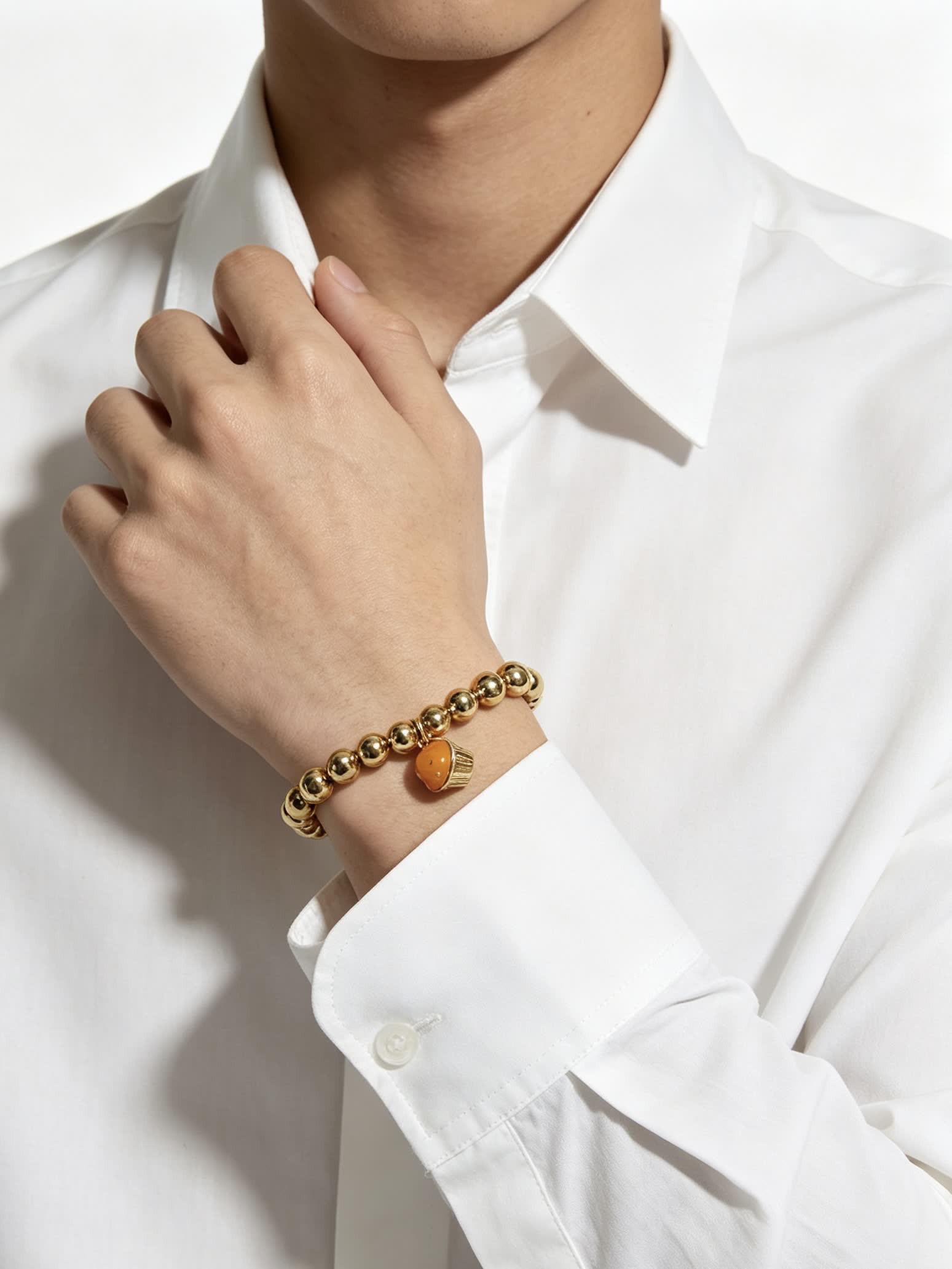 Tiffany & Co. Gold Bead Bracelet with Cupcake Charm